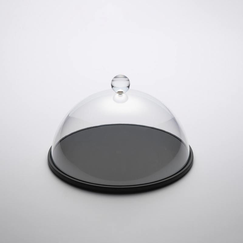 Vague Round Wooden Serving Platter with Acrylic Cover Set 26 cm - Al Makaan Store