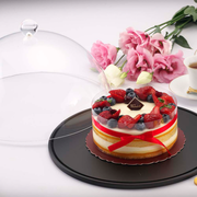 Vague Round Wooden Serving Platter with Acrylic Cover Set 26 cm - Al Makaan Store