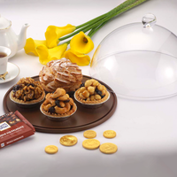 Vague Round Wooden Serving Platter with Acrylic Cover Set 31 cm - Al Makaan Store