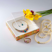 Vague Square Tulip Wooden Serving Box with Acrylic Cover 24 cm - Al Makaan Store