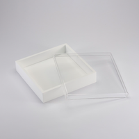Vague Square White Wooden Serving Box with Acrylic Cover 24 cm - Al Makaan Store