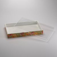 Vague Rectangular Tulip Wooden Serving Box with Acrylic Cover 40 x 24 cm - Al Makaan Store