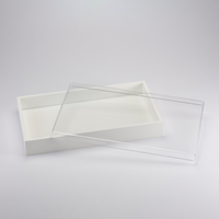 Vague Rectangular White Wooden Serving Box with Acrylic Cover 42 x 26 cm - Al Makaan Store