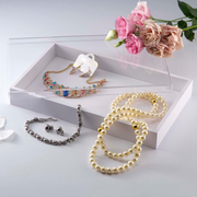 Vague Rectangular White Wooden Serving Box with Acrylic Cover 42 x 26 cm - Al Makaan Store