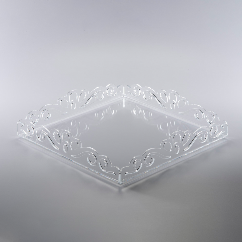Vague Acrylic Square Laser Tray 40 x 7.5 cm - Al Makaan Store