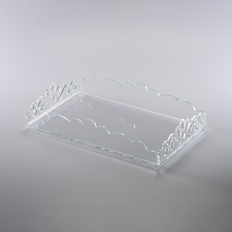Vague Acrylic Rectangular Laser Tray 25 x 40 cm - Al Makaan Store