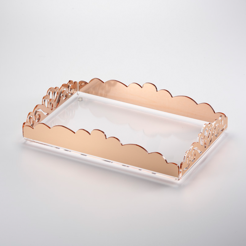 Vague Acrylic Rectangular Laser Tray 25 x 40 cm - Al Makaan Store