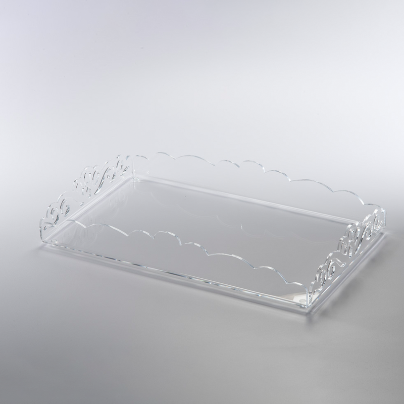 Vague Acrylic Rectangular Laser Tray 30 x 50 cm - Al Makaan Store