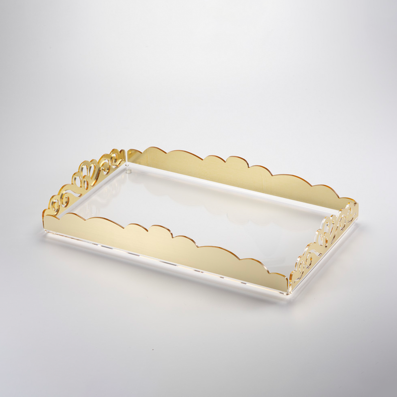 Vague Acrylic Rectangular Laser Tray 30 x 50 cm - Al Makaan Store