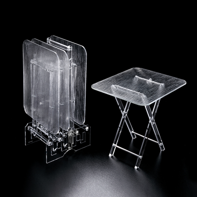 Vague Acrylic 4 Rectangular Coffee Tables with Stand Set - Al Makaan Store