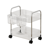 Vague Stainless Steel 2 Tier Transparent Trolley Cart with PET 2 Baskets 40 cm x 28.5 cm x 44.4 cm - Al Makaan Store