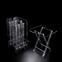 Vague Acrylic 4 Square Coffee Tables with Stand Set Classic Design - Al Makaan Store