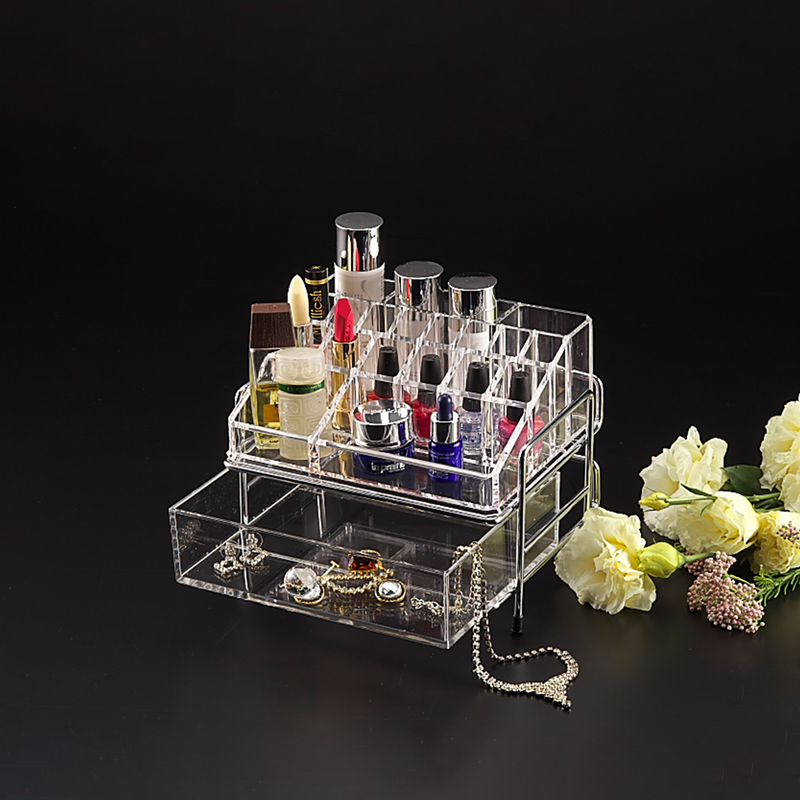 Vague Medium Acrylic Cosmetic Jewelery Box 1 Drawer - Al Makaan Store