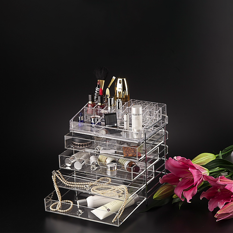 Vague Large Acrylic Cosmetic Jewelery Box 4 Drawer - Al Makaan Store