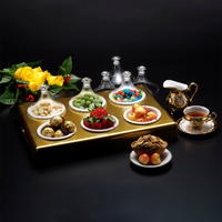 Vague Golden Acrylic Tray with Six Piece Mini Tajin - Al Makaan Store