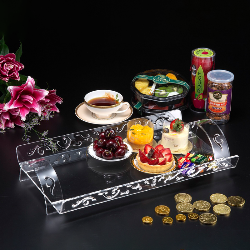 Vague Acrylic Laser Tray Footed 50.5 cm - Al Makaan Store