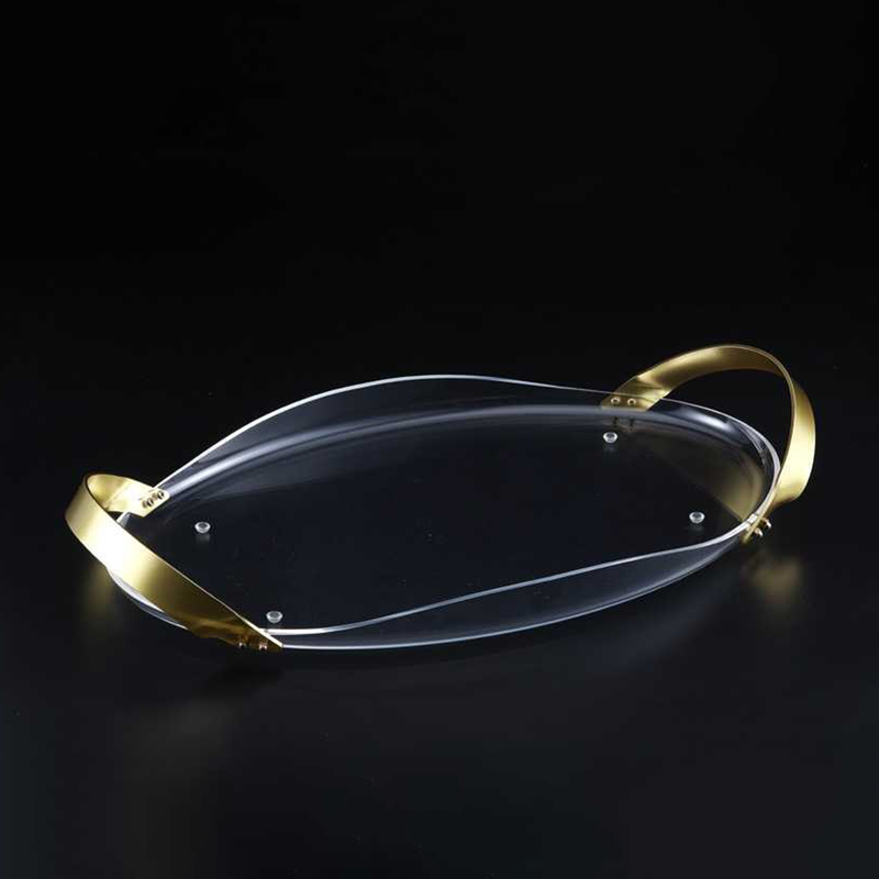 Vague Golden Acrylic Serving Tray 59 cm - Al Makaan Store