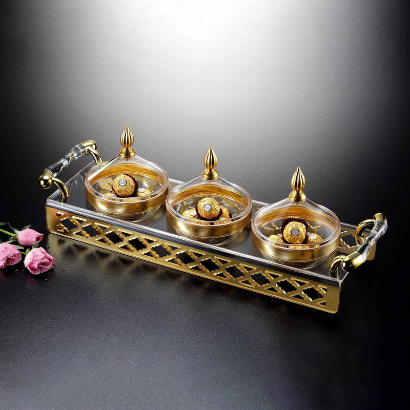 Vague Three Piece Acrylic Canister with Laser Tray - Al Makaan Store