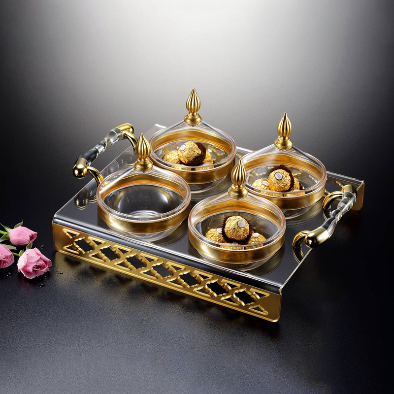 Vague Four Piece Acrylic Canister with Laser Tray - Al Makaan Store