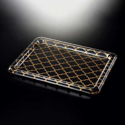 Vague Acrylic Traditional Tray Golden Pattern - Al Makaan Store