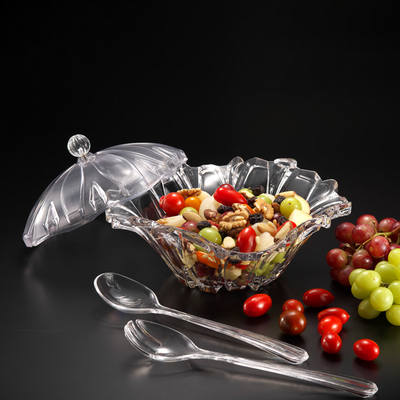 Vague Acrylic Serving Salad Bowl with Spoon & Fork Servers - Al Makaan Store