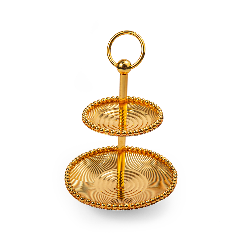 Vague Round 2 Tiers Metal Candy Plates - Al Makaan Store