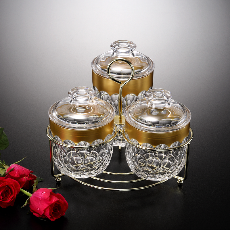 Vague Three Piece Acrylic Jars With Stand - Al Makaan Store