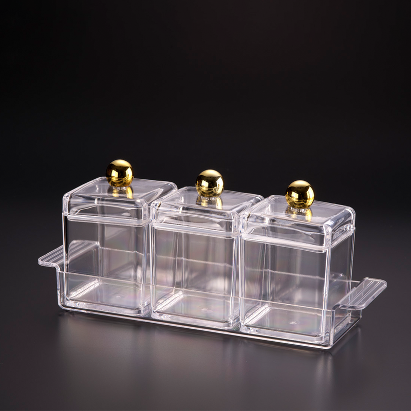 Vague Three Piece Acrylic Spice Jar with Holder - Al Makaan Store