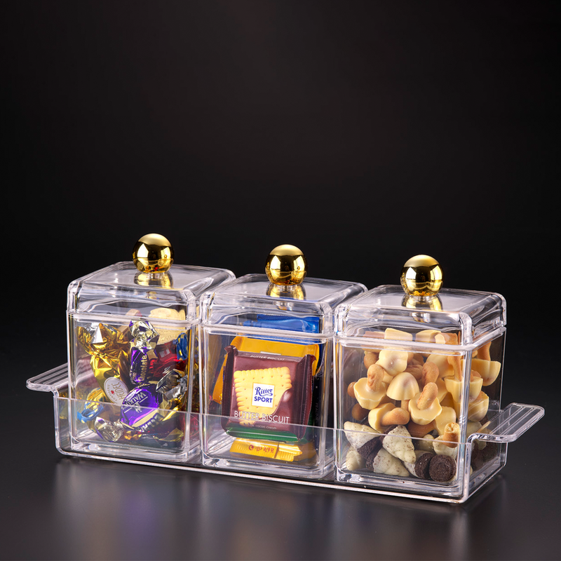 Vague Three Piece Acrylic Spice Jar with Holder - Al Makaan Store