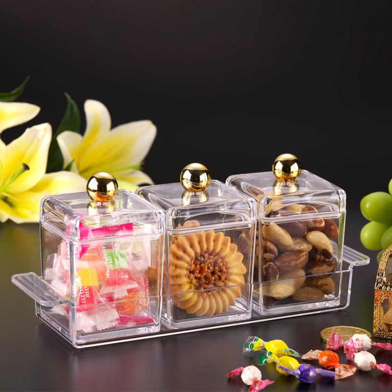 Vague Three Piece Acrylic Spice Jar with Holder - Al Makaan Store