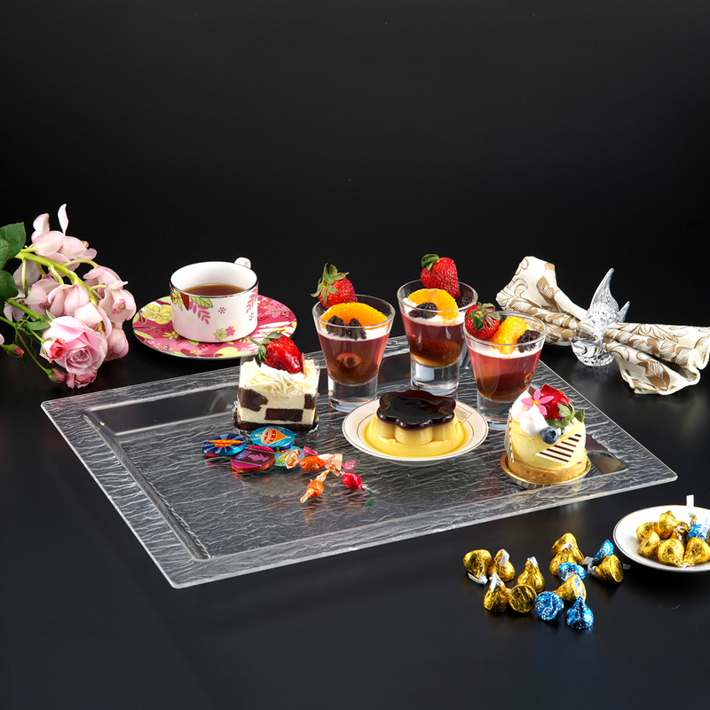 Vague Acrylic Serving Tray Bark Design - Al Makaan Store