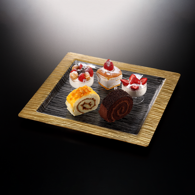 Vague Square Acrylic Serving Plate Bark Design - Al Makaan Store