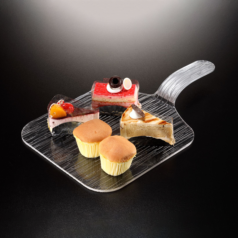 Vague Acrylic Show Plate with Handle Bark Design - Al Makaan Store