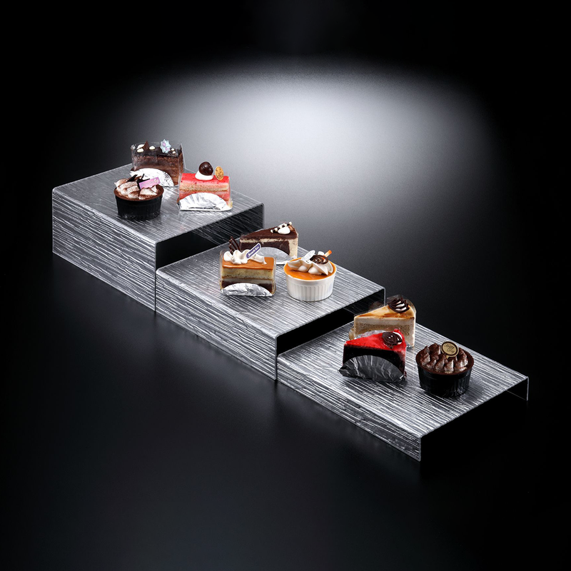 Vague Three Piece Acrylic Dessert Display Set Bark Design - Al Makaan Store