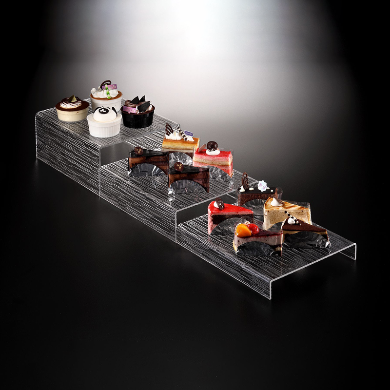 Vague Three Piece Acrylic Dessert Display Set Bark Design - Al Makaan Store