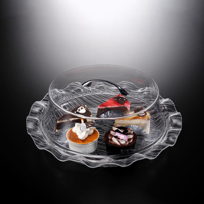 Vague Acrylic Round Cake Box with Wavy Edges Bark Design - Al Makaan Store