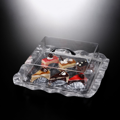 Vague Acrylic Square Cake Box with Wavy Egdes Bark Design - Al Makaan Store