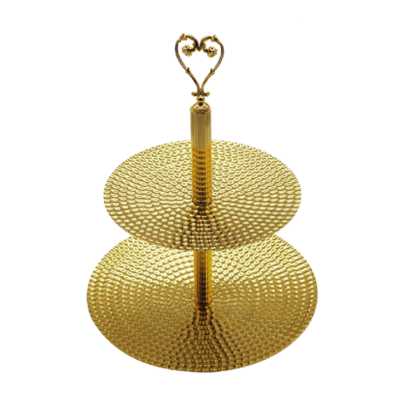Vague Steel 2 Tier Candy Serving Stand with Handle - Al Makaan Store