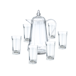 Vague Acrylic Water Jug 2.35 L with 6 Cups Set - Al Makaan Store