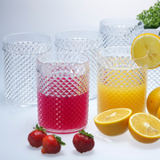 Vague Acrylic Diamond Water Jug 2.37 L with 6 Cups Set - Al Makaan Store