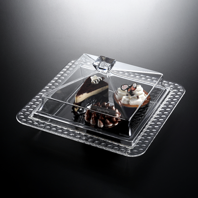 Vague Square Acrylic Dessert Serving Set Dots Design - Al Makaan Store