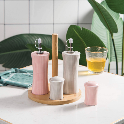 Decopor 5 Piece Cylindrical Condiment Porcelain Set - Al Makaan Store