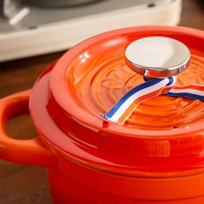 Che Brucia Direct Fire Orange Ceramic Cooking Casserole - Al Makaan Store