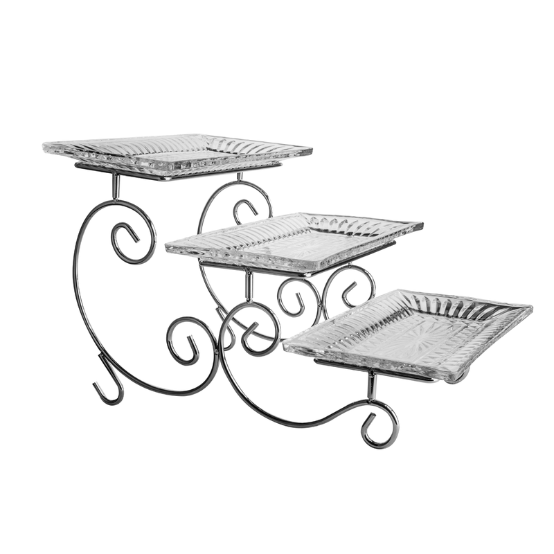 Vague 3 Tier Glass Cake Serving Set - Al Makaan Store