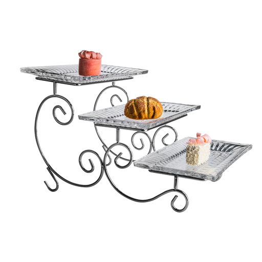 Vague 3 Tier Glass Cake Serving Set - Al Makaan Store