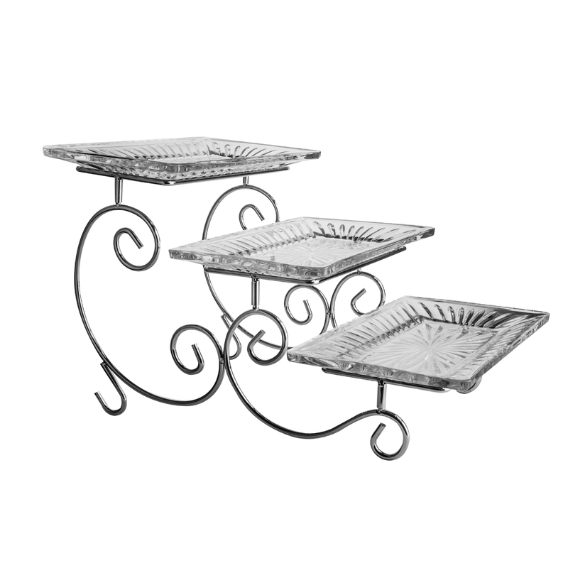 Vague 3 Tier Glass Cake Serving Set - Al Makaan Store