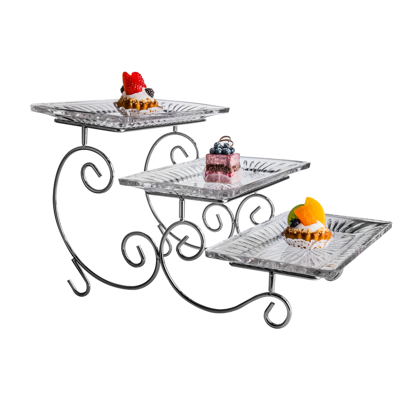 Vague 3 Tier Glass Cake Serving Set - Al Makaan Store