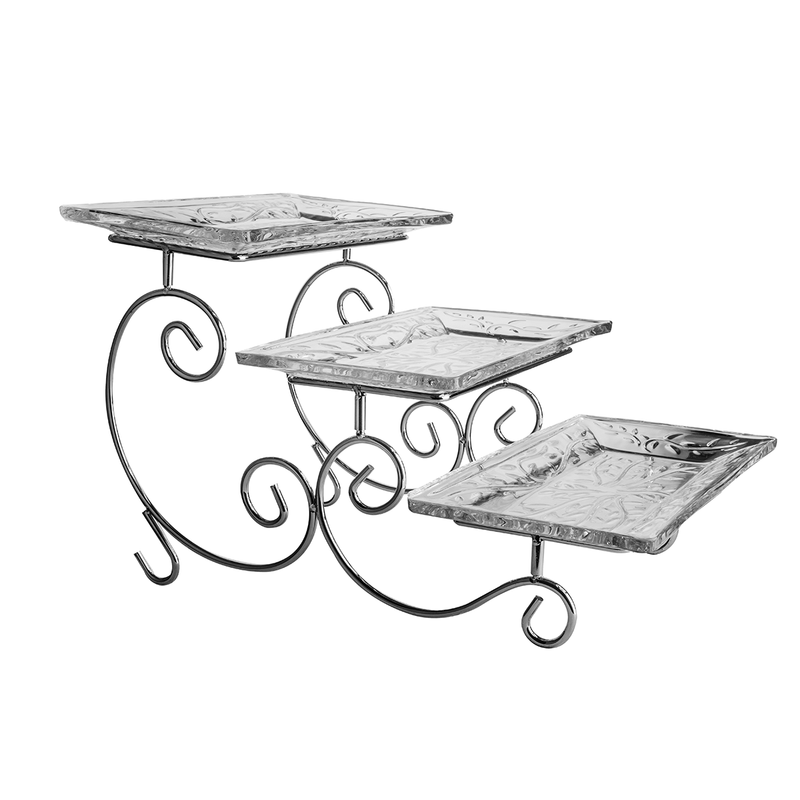 Vague 3 Tier Glass Cake Serving Set - Al Makaan Store