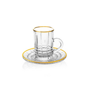 12 Piece Tea Cups & Saucers Set with Golden Rim 4 oz - Al Makaan Store