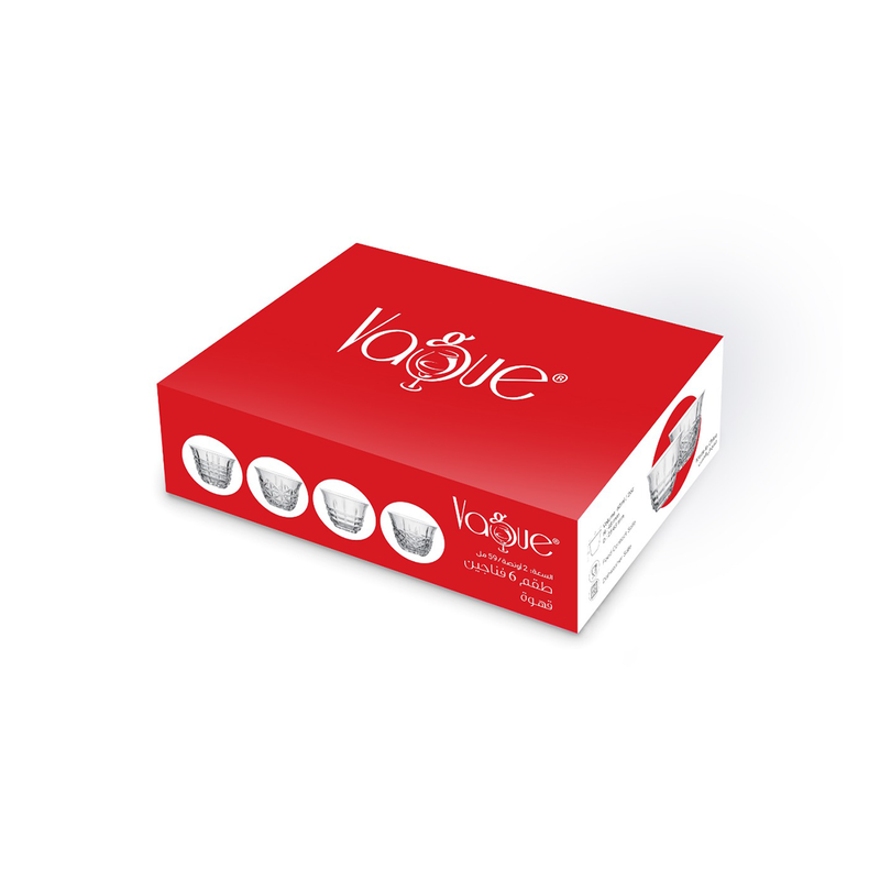 Vague 6 Piece Flashing Cawa Cups Set 59 ml - Al Makaan Store